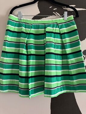 GAP Green and White Striped Circle Skirt